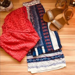 Off the shoulder salmon pink lace BB Dakota top